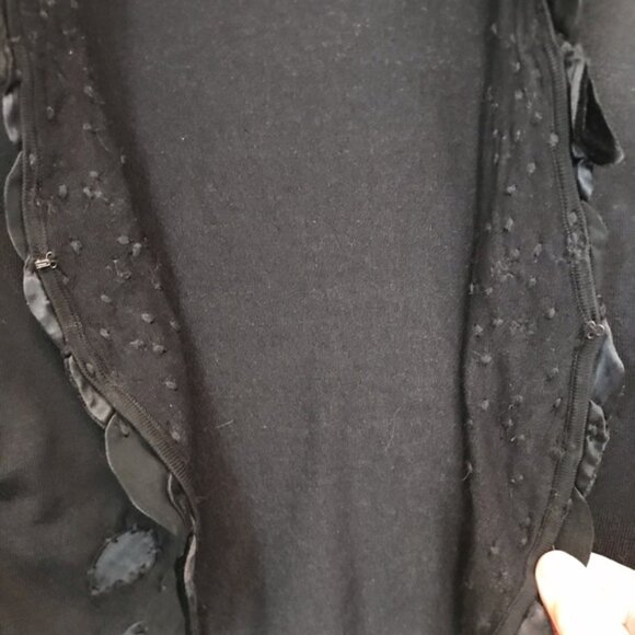 Nougat London Silk Velvet Embellished Floral Cardigan Fitted Knit Sweater Top L - Picture 13 of 16